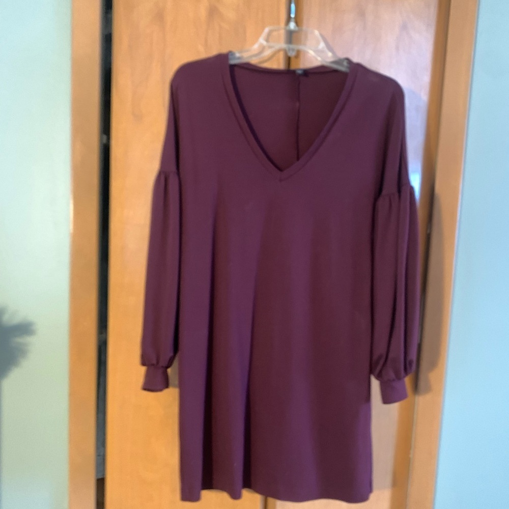 Express Long Sleeve Dress - Maroon - Small